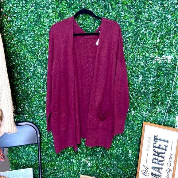 Pretty burgundy cardigan, size XXL - Picture 1 of 6